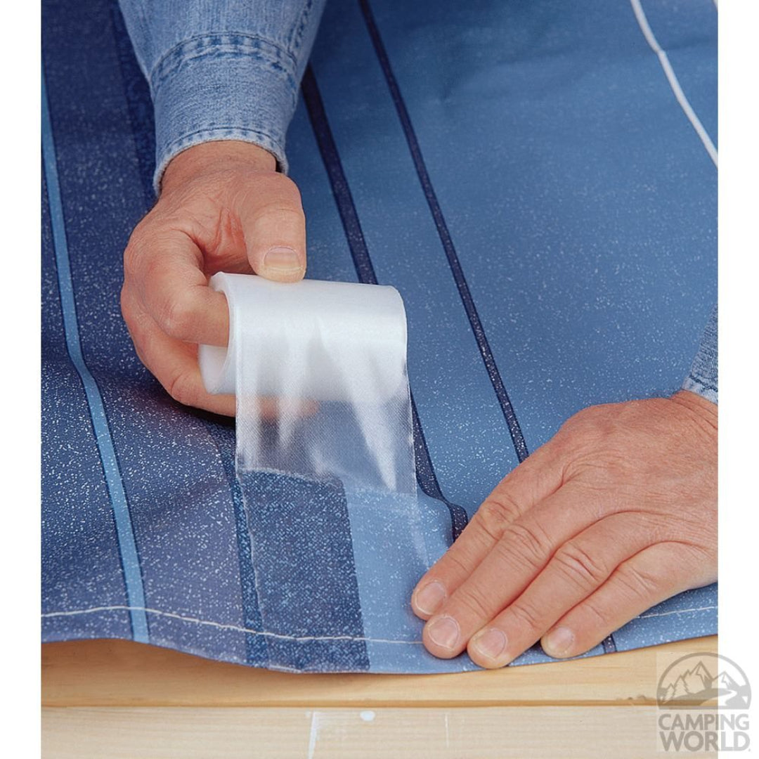 Caravan and awning repair tape roll for fast outdoor puncture and tear fixes