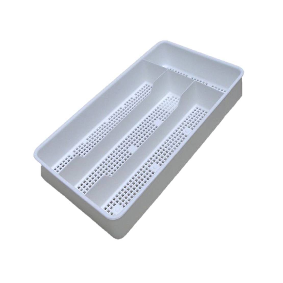 Small cutlery holder for caravans and RV kitchens, white plastic with four compartments