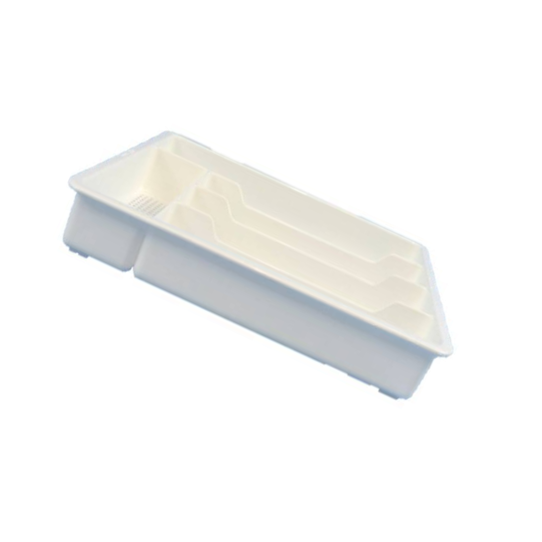 Medium cutlery holder for caravans and RVs with five compartments, white plastic design