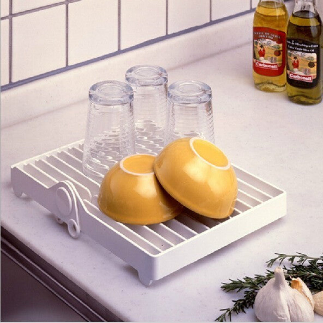 Royal Kitchenware mini folding dish drainer for compact kitchens and caravans, flat or upright design