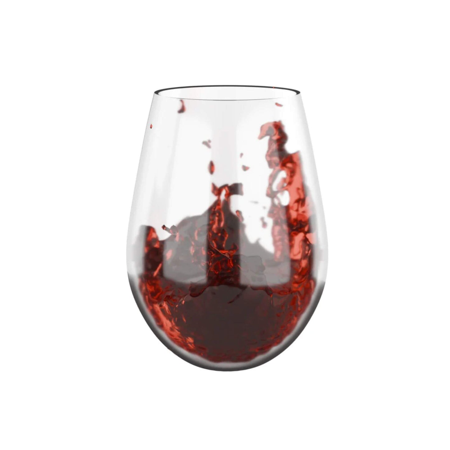 Clear wine glass with red wine on a white background