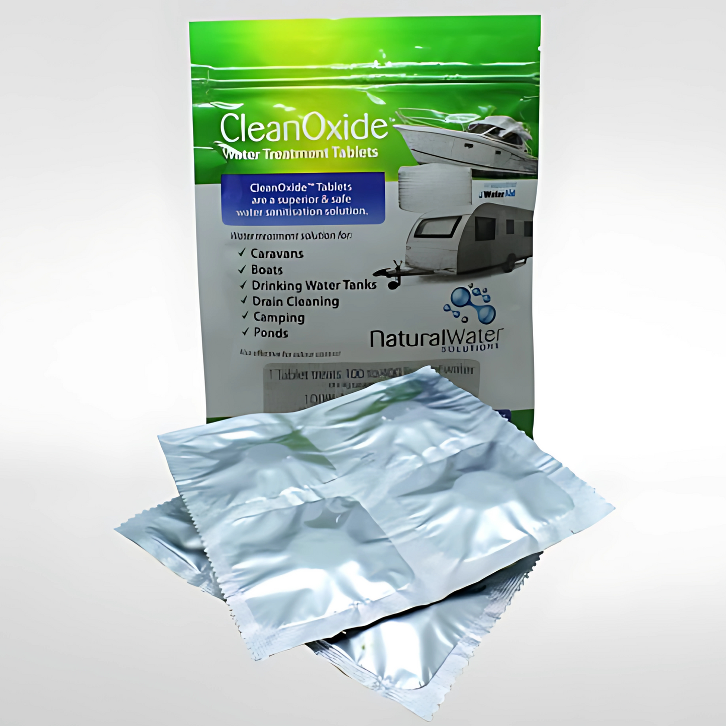 CleanOxide Water Tank Sanitiser 4gm Tablets 8 Pack – water purification for caravans and camping
Let me know if you'd like this wrapped in a copy button or if you'd like a product image alt text variation!