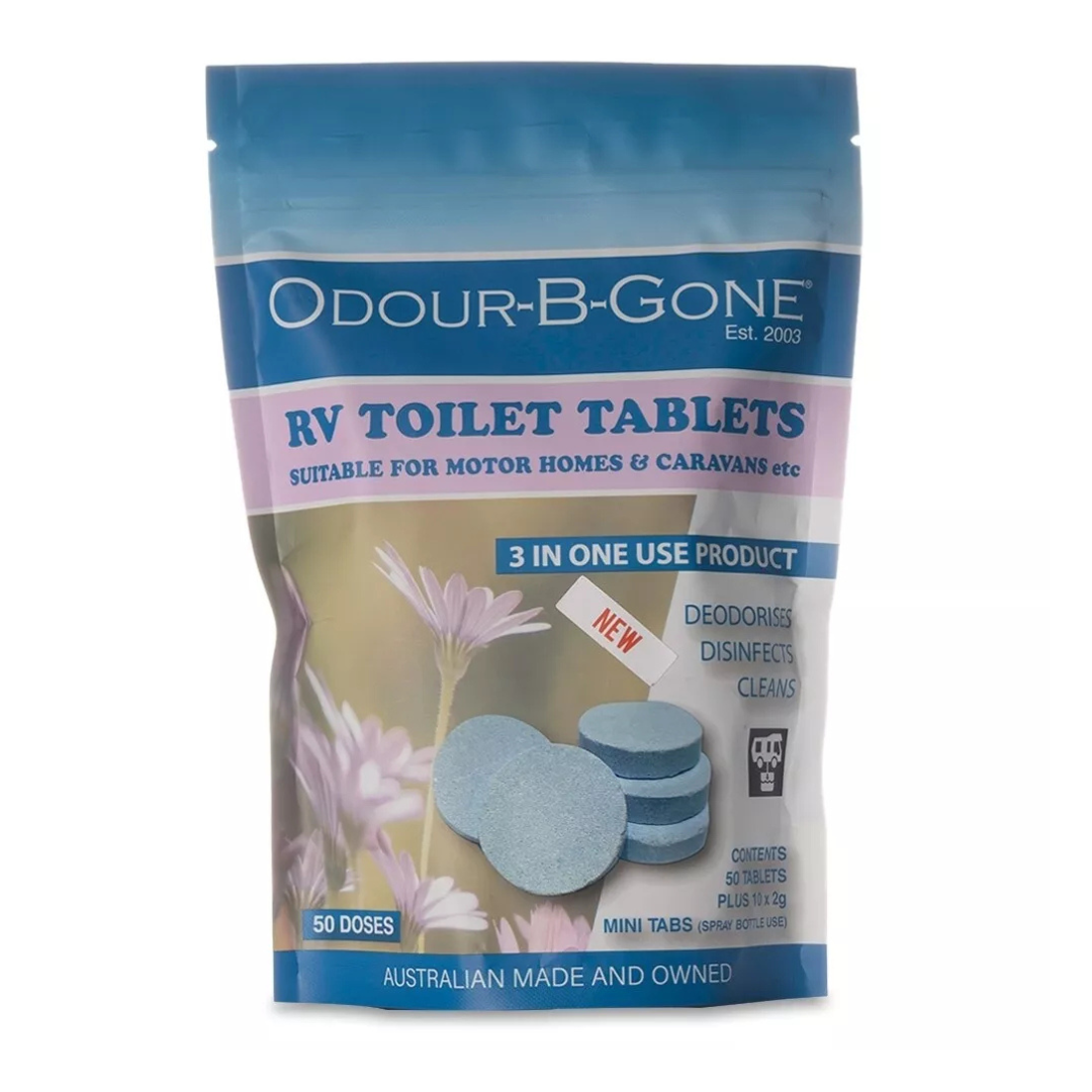 Odour B Gone 50 RV Toilet Tablets and Mini Oxygen Tabs – Caravan Toilet Freshness Solution
