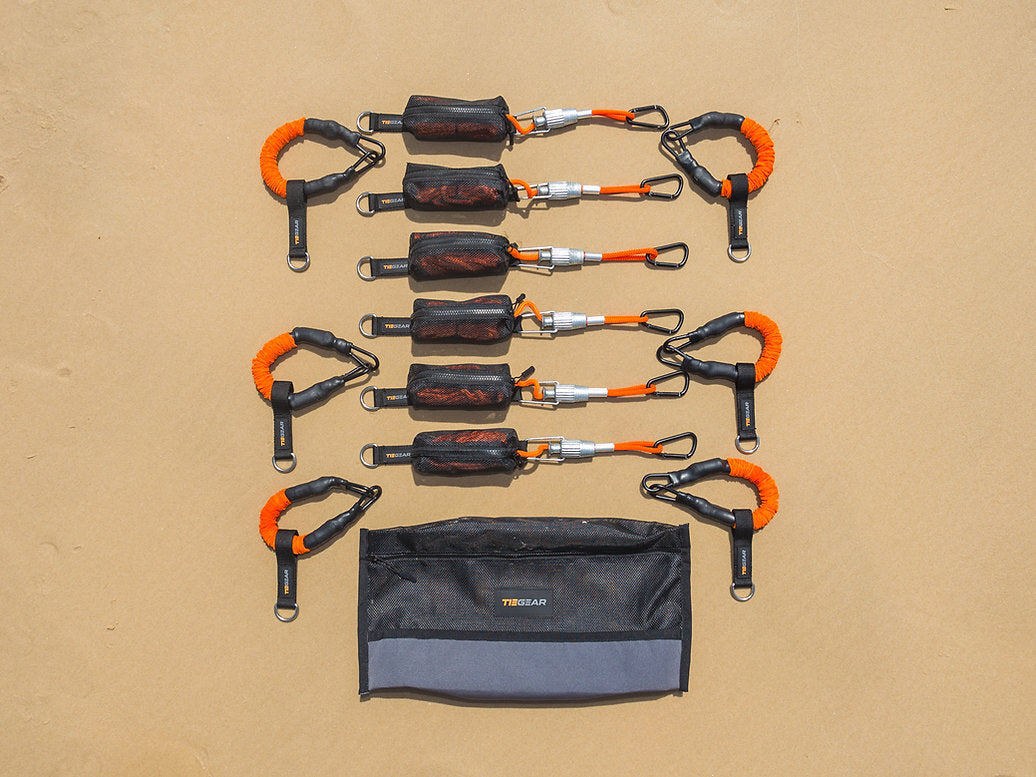 TieGear 270 Deg Awning 6 Pack with guy ropes, springs and gear bag for secure setup