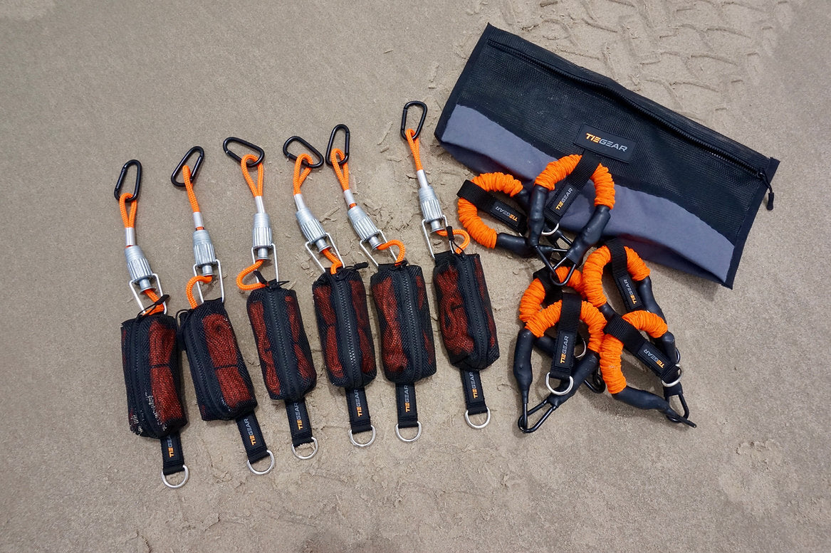 TieGear 270 Deg Awning 6 Pack with guy ropes, springs and gear bag for secure setup