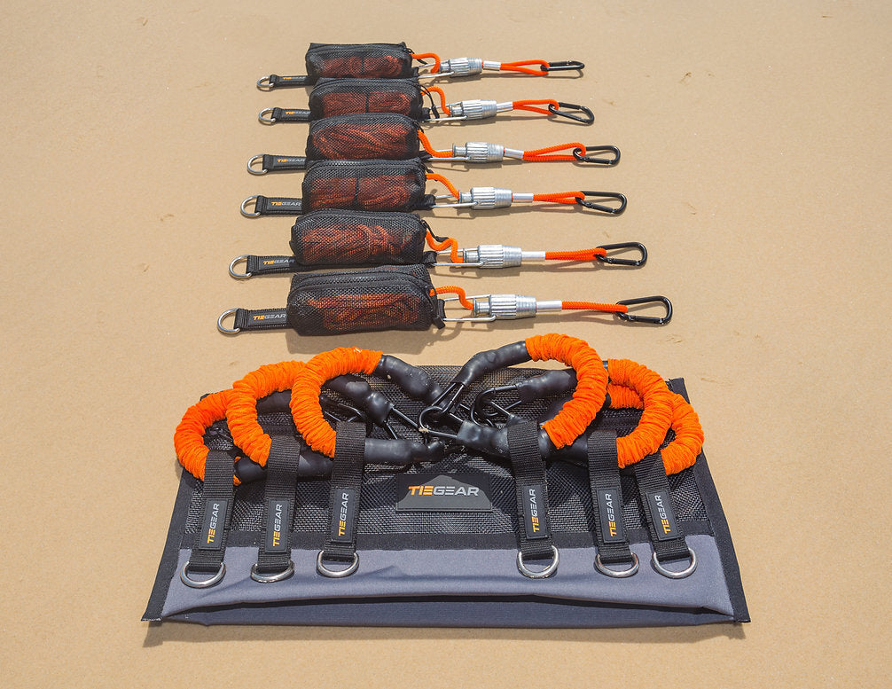 TieGear 270 Deg Awning 6 Pack with guy ropes, springs and gear bag for secure setup