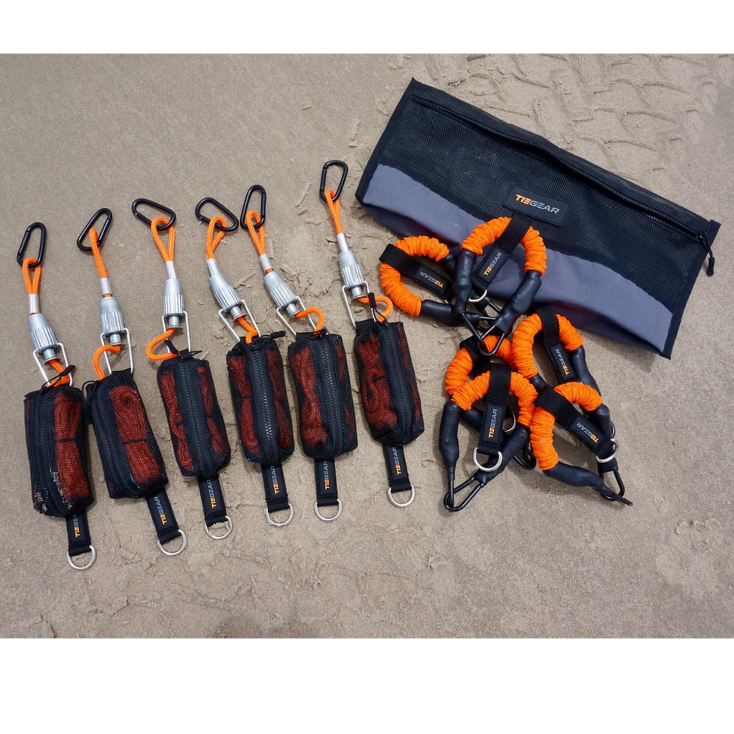 TieGear 270 Deg Awning 6 Pack with guy ropes, springs and gear bag for secure setup