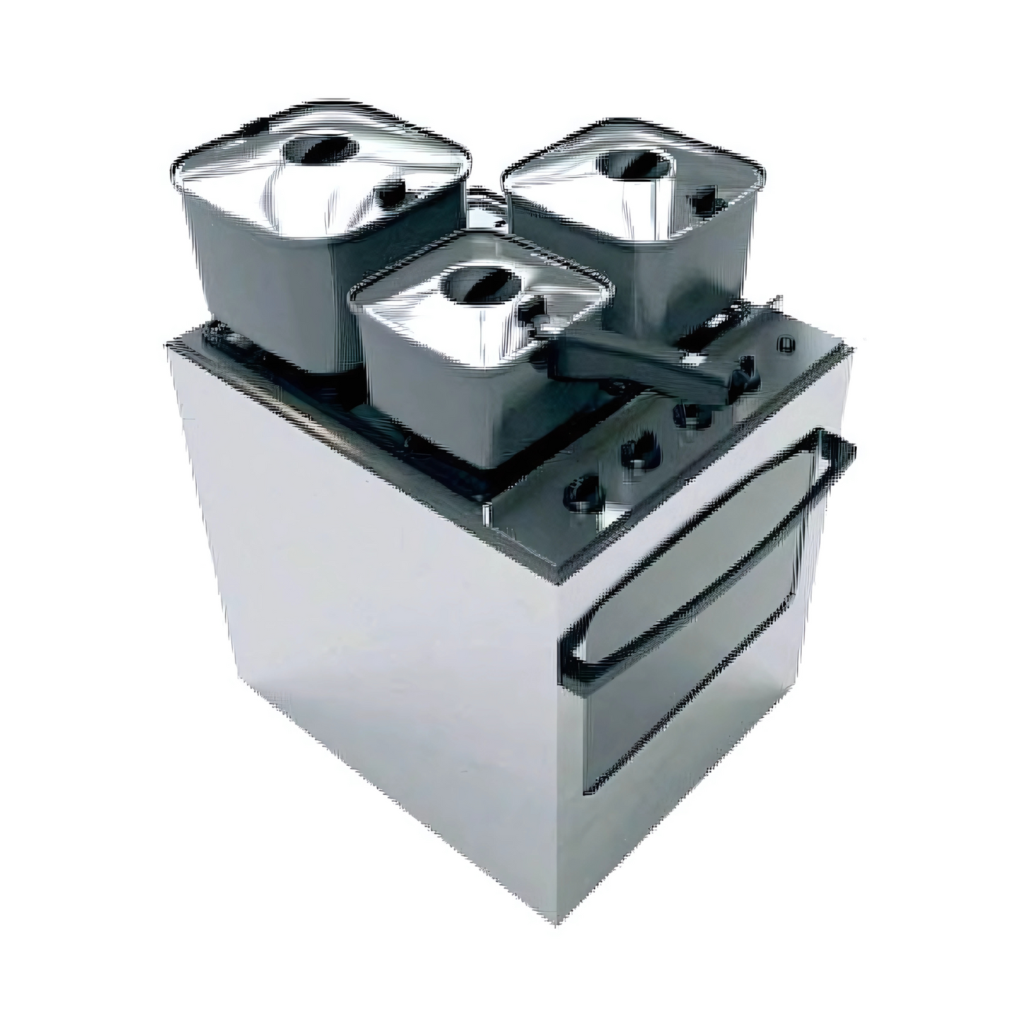 Smart Space Cookware Set – Stackable square pots with detachable handle and lids for caravan cooking