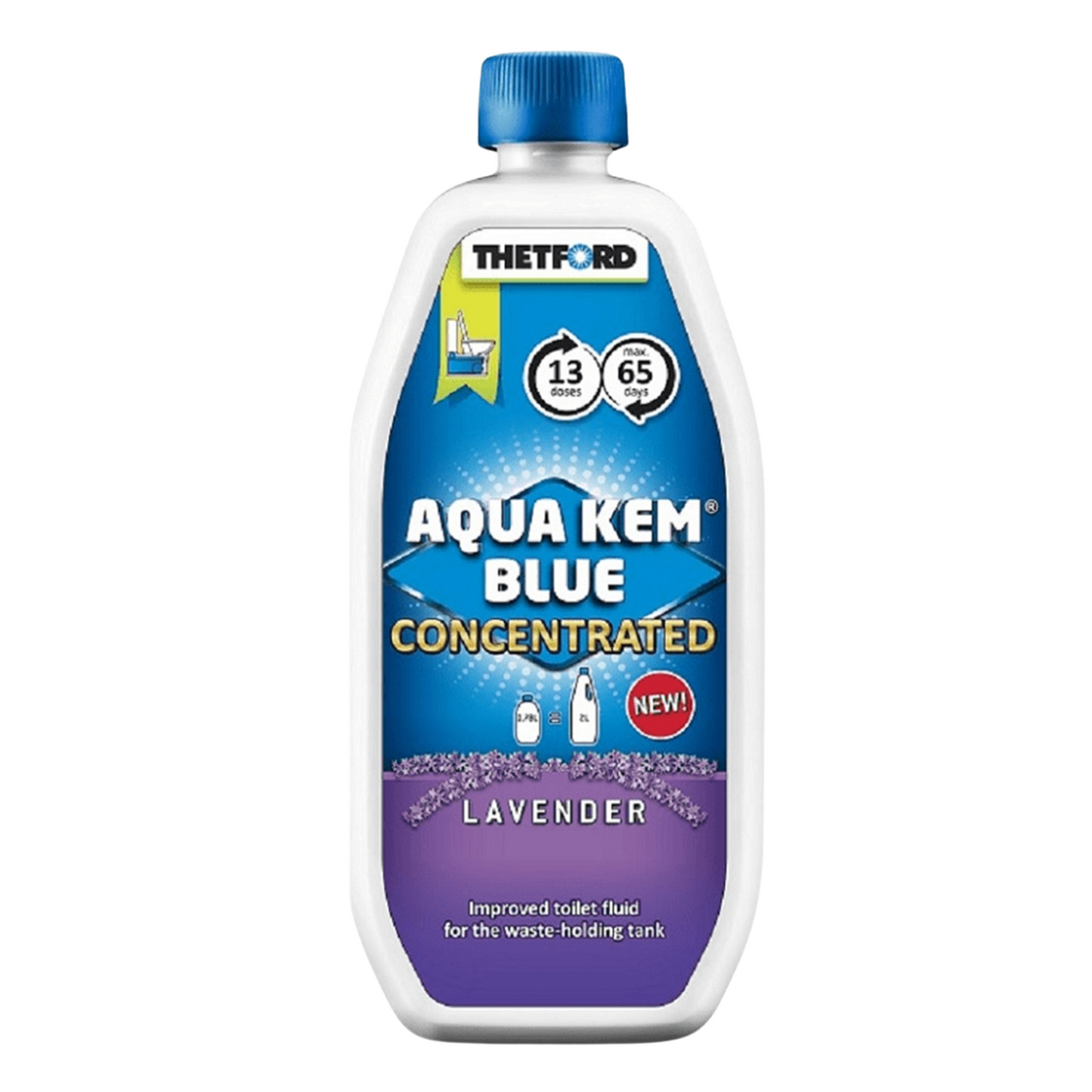 Aqua Kem Blue Lavender Concentrated 780ml bottle for caravan and portable toilet care