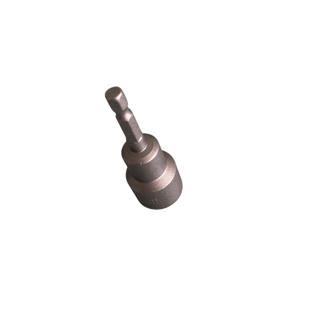 Metal drill adaptor for cordless drills to secure camping pegs quickly