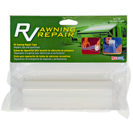 Heavy-duty clear RV awning repair tape 6in x 10ft for punctures and tears