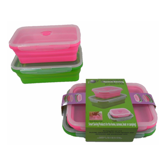 Collapsible silicone food containers set 1500ml and 2000ml for caravans and home use