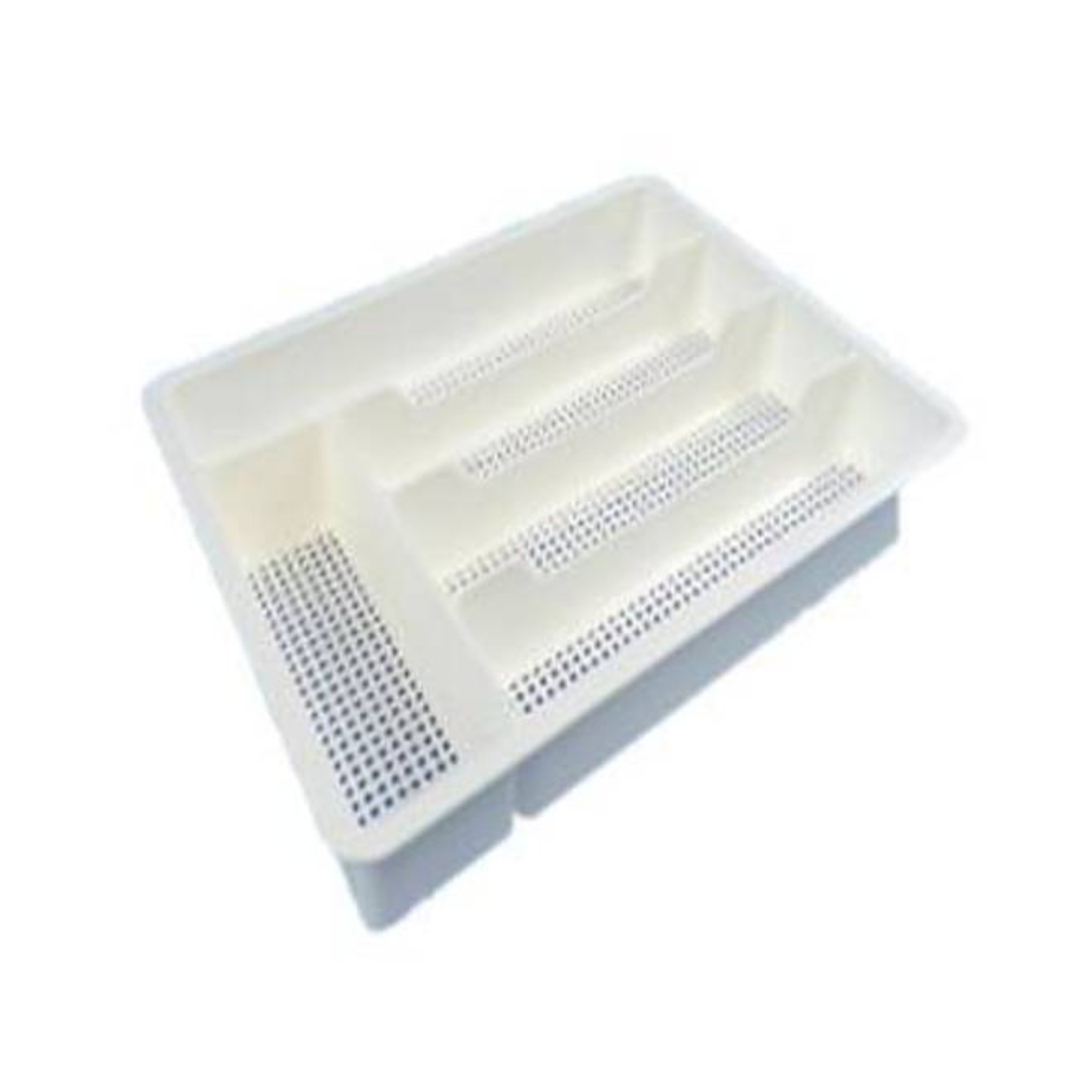 Medium cutlery holder for caravans and RVs with five compartments, white plastic design