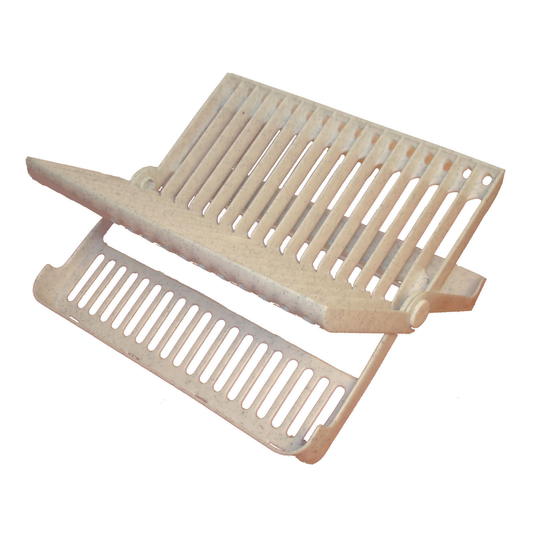 Folding dish drainer for caravans made from lightweight plastic, collapsible for compact RV storage