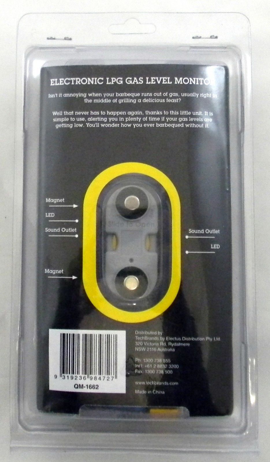 Electronic LPG gas level monitor QM-1662 with LED and sound alert for BBQ and gas cylinders