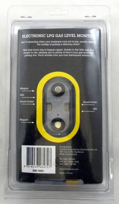 Electronic LPG gas level monitor QM-1662 with LED and sound alert for BBQ and gas cylinders