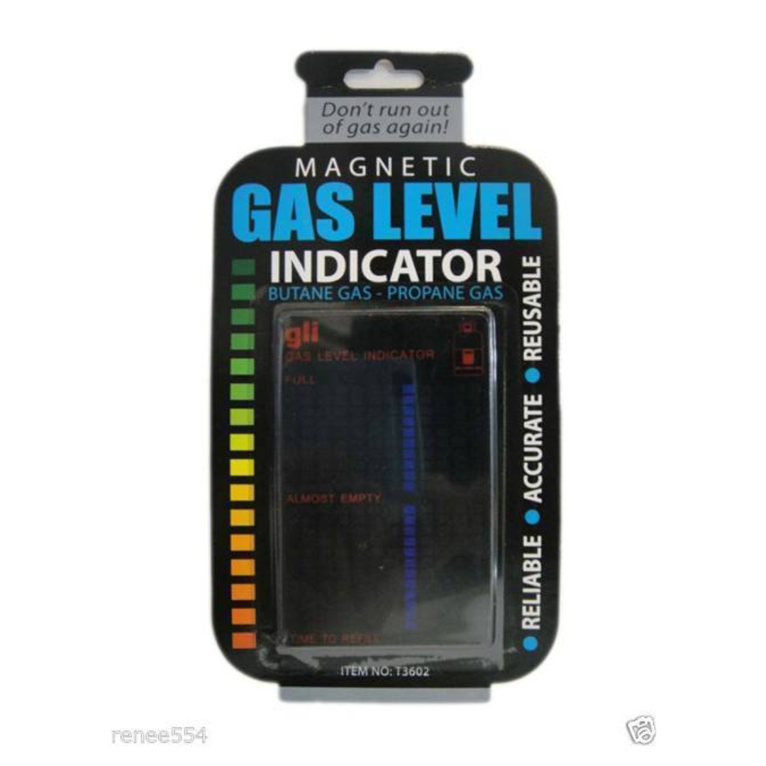 Magnetic gas level indicator for BBQ and caravan bottles, compact and easy to use