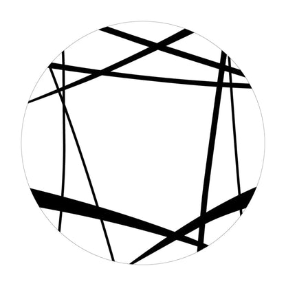 Geometric design of intersecting black lines on a white background
