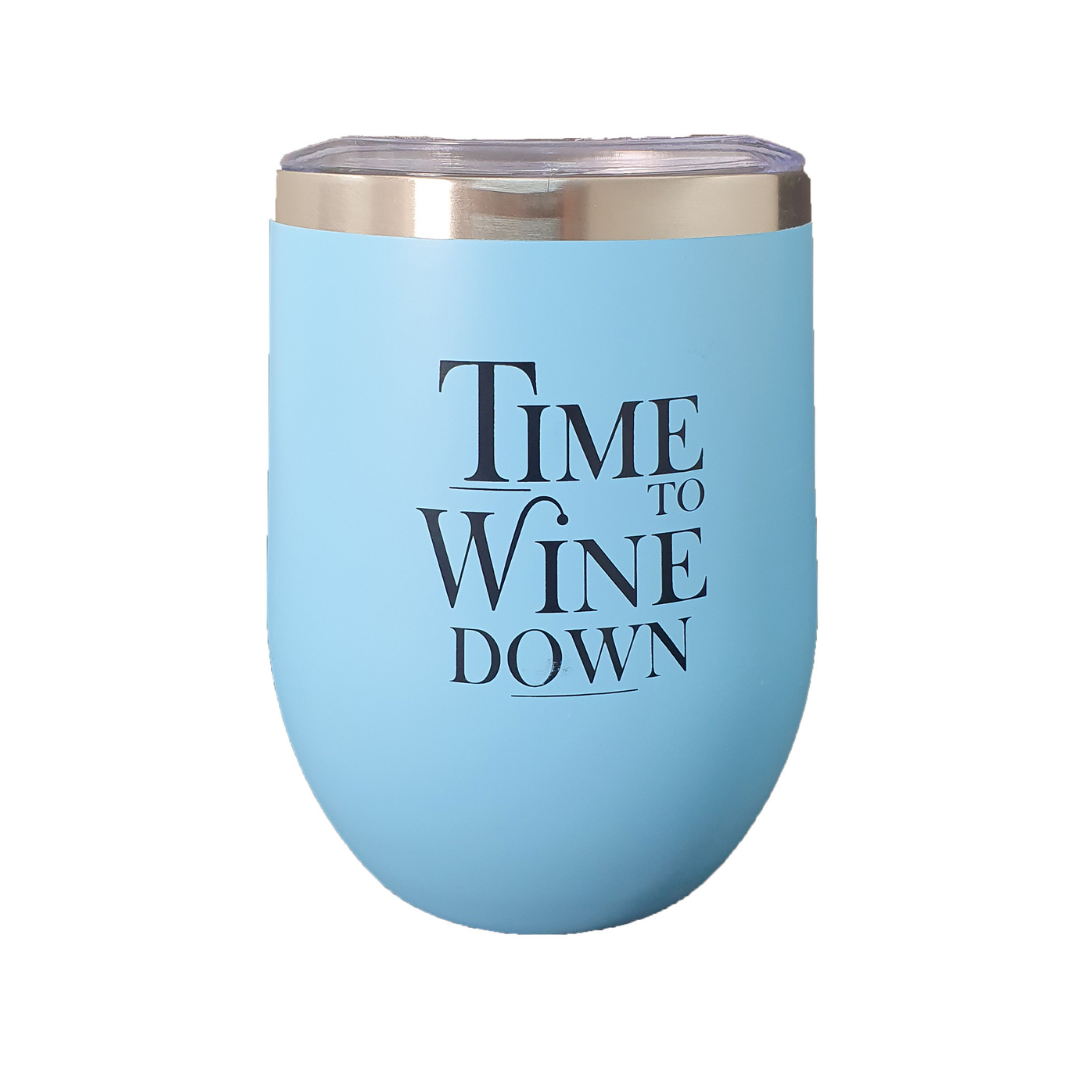 Blue Keep Cup – Time to Wine Down Insulated 340ml Stainless Steel Travel Cup for Camping and Caravan