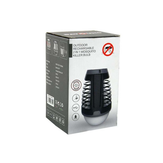USB rechargeable mosquito killer lantern with bug zapper and white light, compact for camping or indoor use