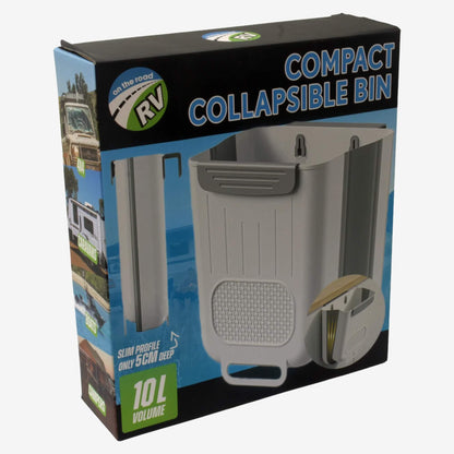 On The Road 10L compact collapsible bin in retail packaging