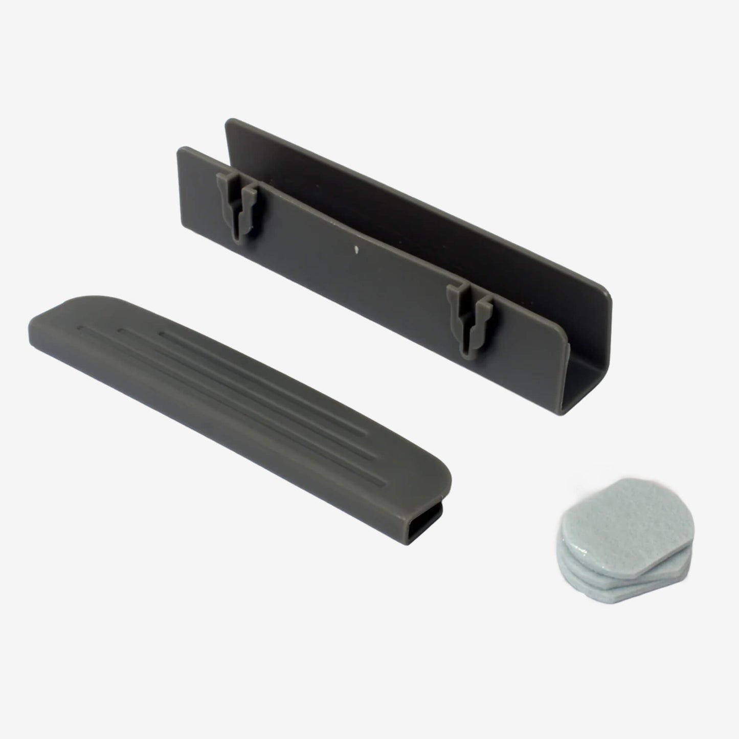 Mounting bracket, handle insert and adhesive pads for collapsible bin