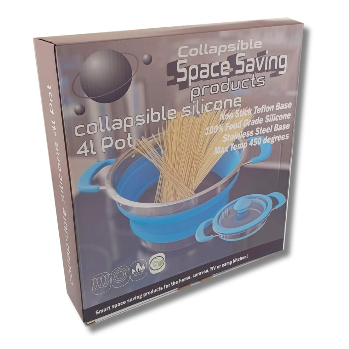 Collapsible 4ltr Silicone Pot Non Stick Large