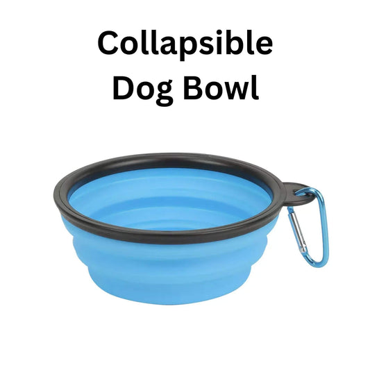 Collapsible pet bowl BPA-free, lightweight and durable with clip hook, folds flat for travel and expands for food or water, random colour