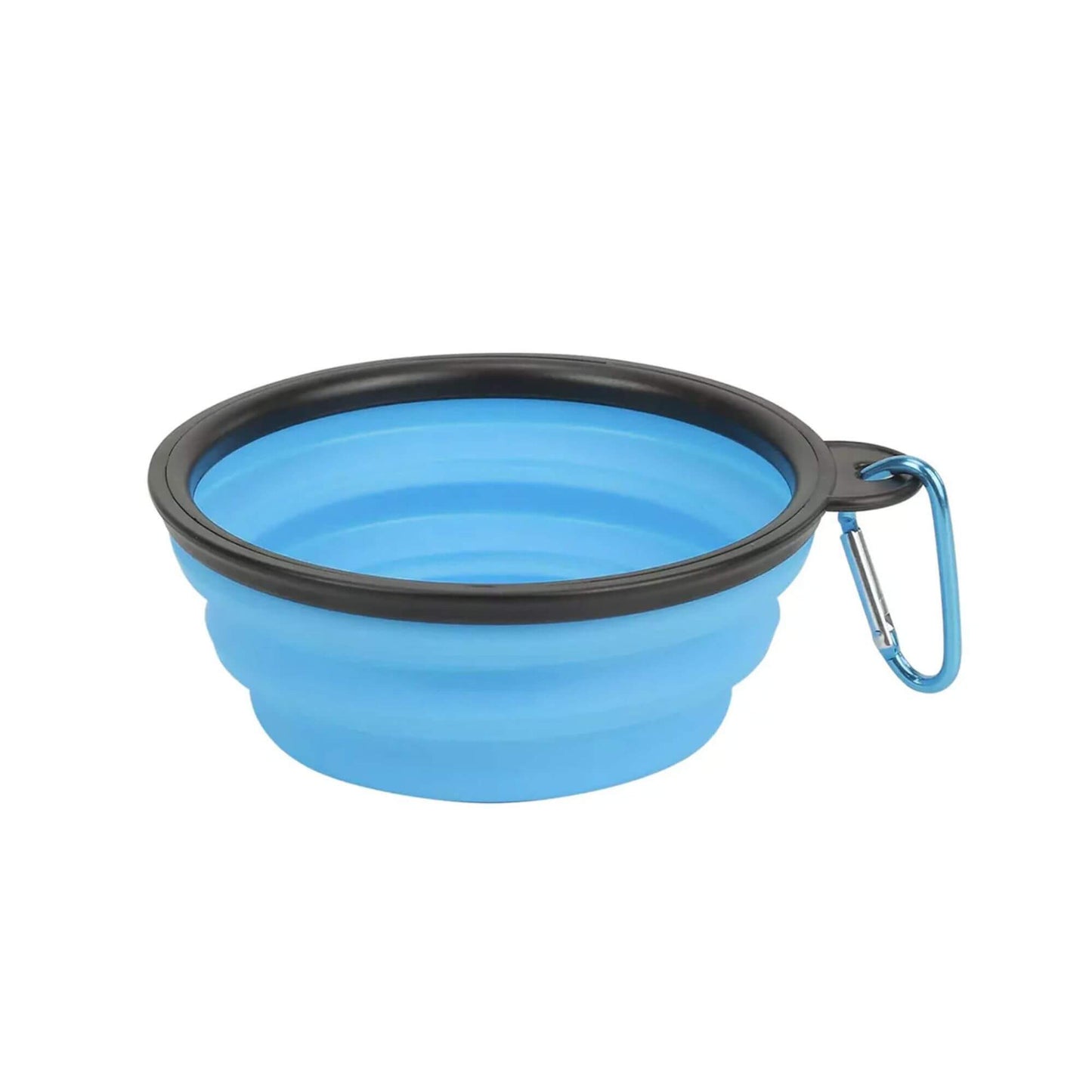 Collapsible pet bowl BPA-free, lightweight and durable with clip hook, folds flat for travel and expands for food or water, random colour