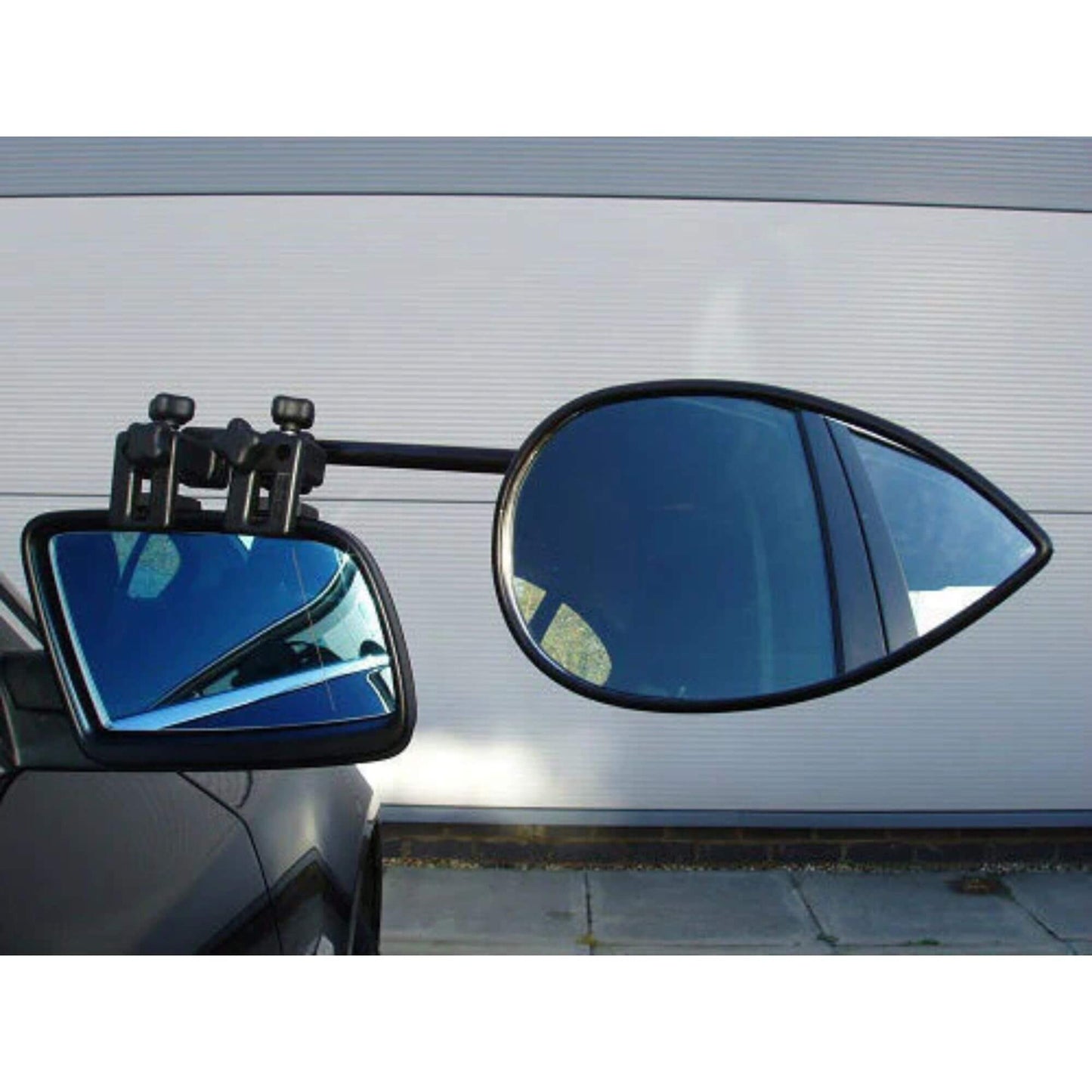 Milenco Aero 4 Towing Mirrors pair with convex glass and secure clamp system for clear, stable towing visibility.