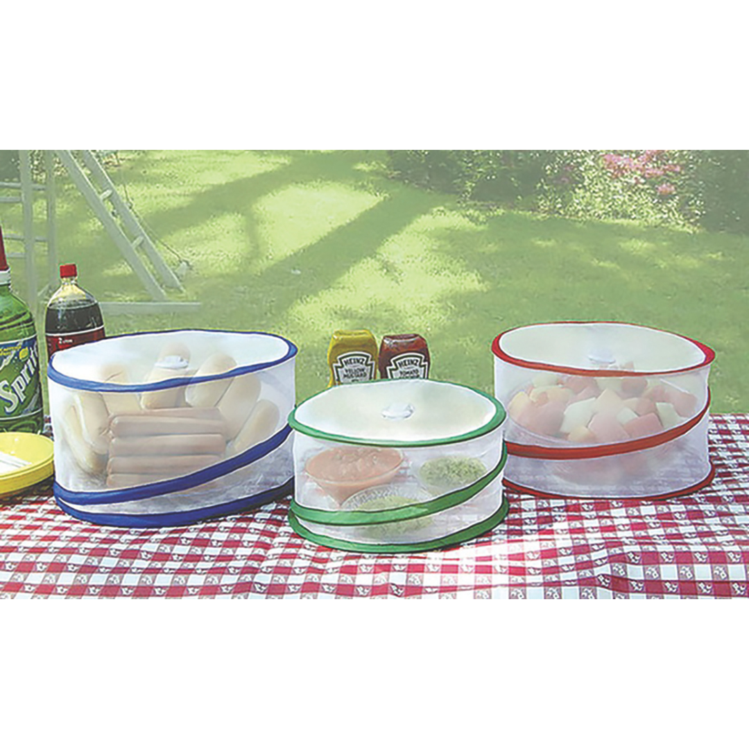 Collapsible food cover set of 3, lightweight and foldable for outdoor meals and picnics

