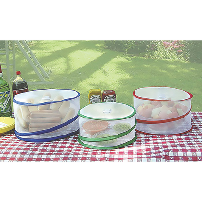 Collapsible food cover set of 3, lightweight and foldable for outdoor meals and picnics

