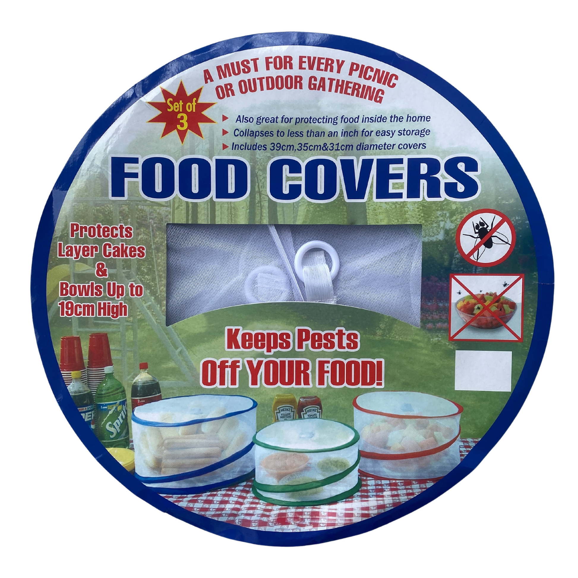 Collapsible food cover set of 3, lightweight and foldable for outdoor meals and picnics

