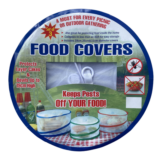 Collapsible food cover set of 3, lightweight and foldable for outdoor meals and picnics

