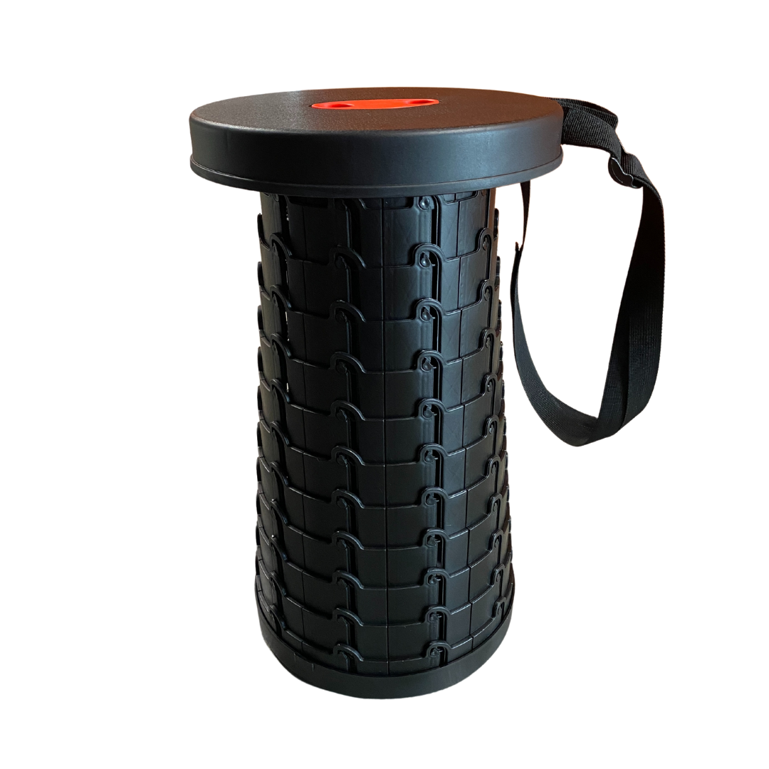 Collapsible seat adjustable in height, portable and lightweight for camping or outdoor use