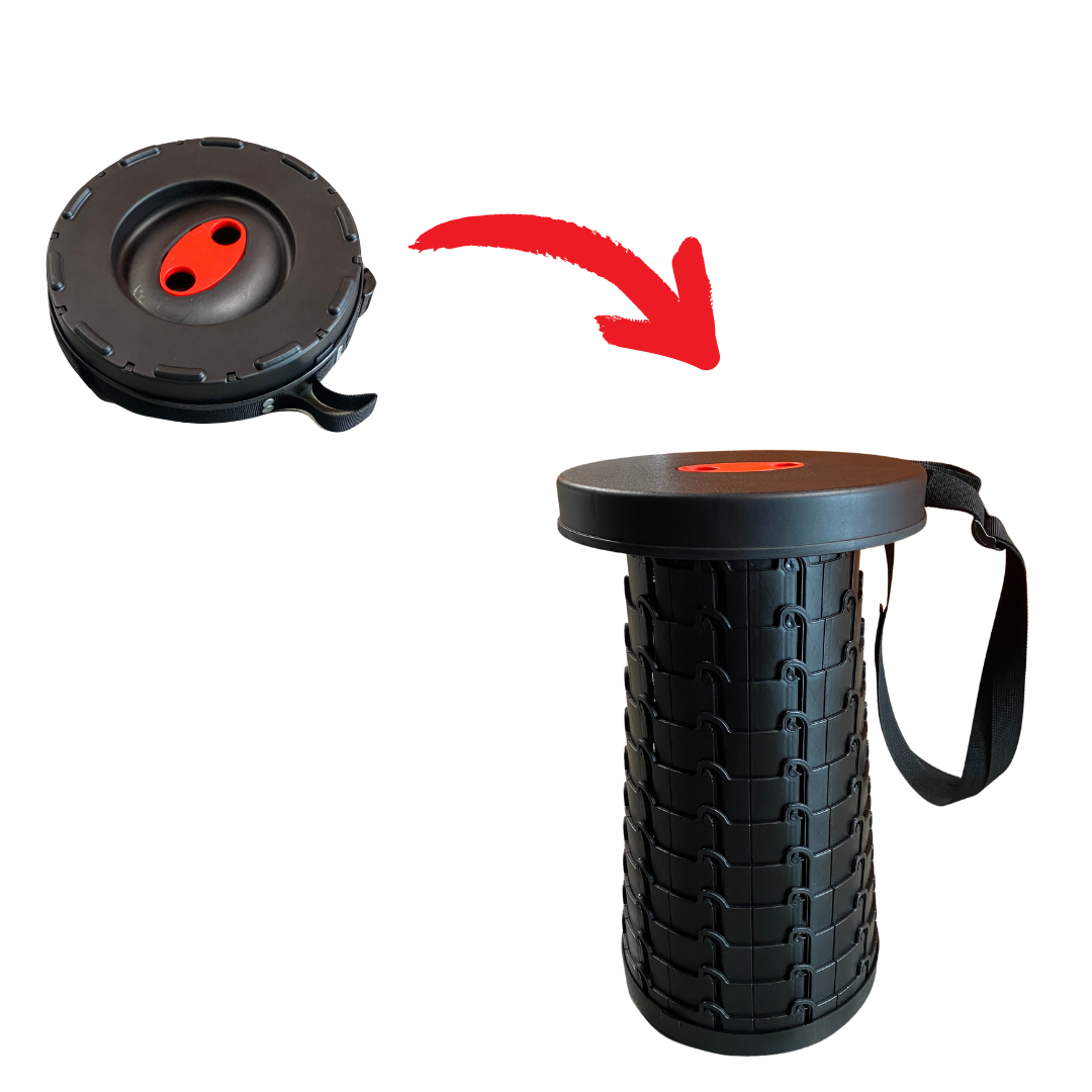 Collapsible seat adjustable in height, portable and lightweight for camping or outdoor use