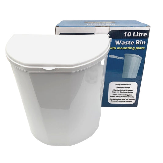 10L waste bin with mounting option for caravan, camping, kitchen, and outdoor use