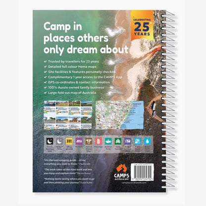 Camps 13 B4 Easy to Read 2026 Edition camping guide with spiral binding and site photos