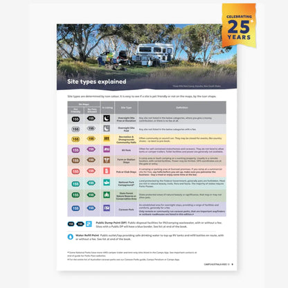 Camps 13 B4 Easy to Read 2026 Edition camping guide with spiral binding and site photos