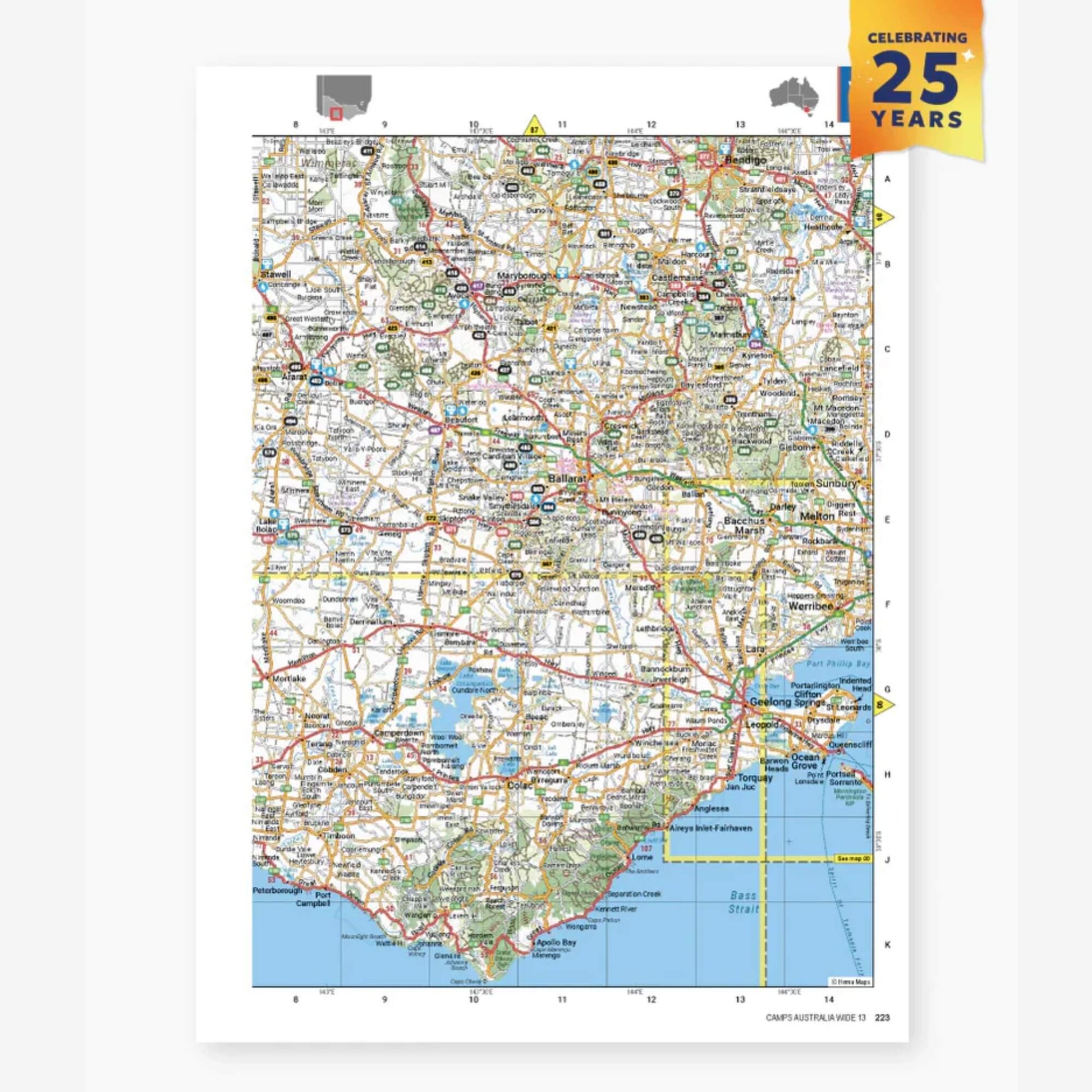 Camps 13 B4 Easy to Read 2026 Edition camping guide with spiral binding and site photos