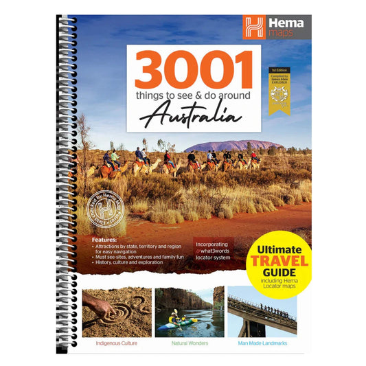 Hema 3001 Things To See & Do Around Australia spiral-bound travel guidebook with maps and landmark listings