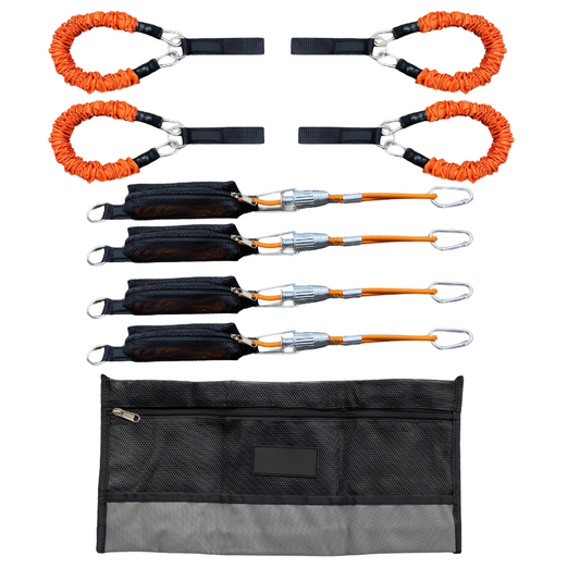 Caravan Awning and Gazebo Tie Down Kit with ropes and springs for secure outdoor setup