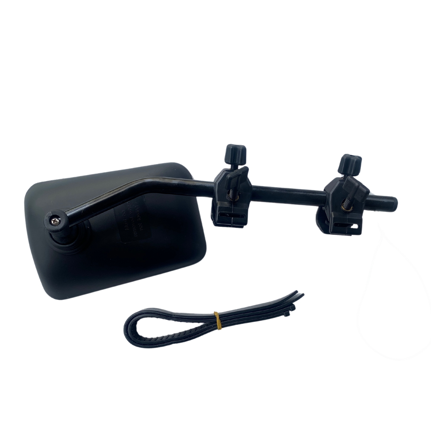 Single towing mirror clip-on style for caravans and trailers, adjustable fit