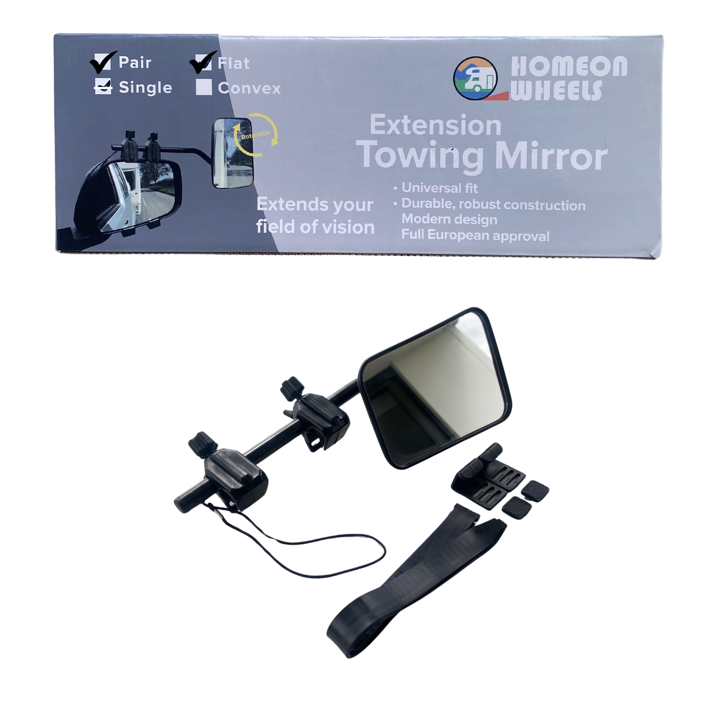 Towing mirror 2-pack clip-on adjustable mirrors for caravans and trailers