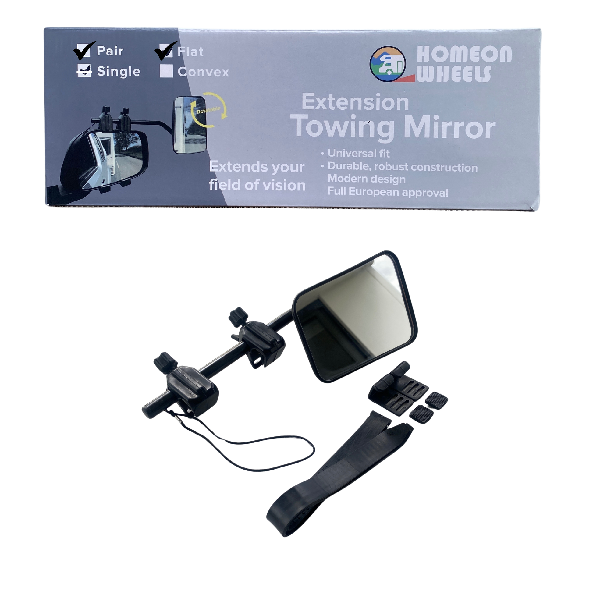 Towing mirror 2-pack clip-on adjustable mirrors for caravans and trailers