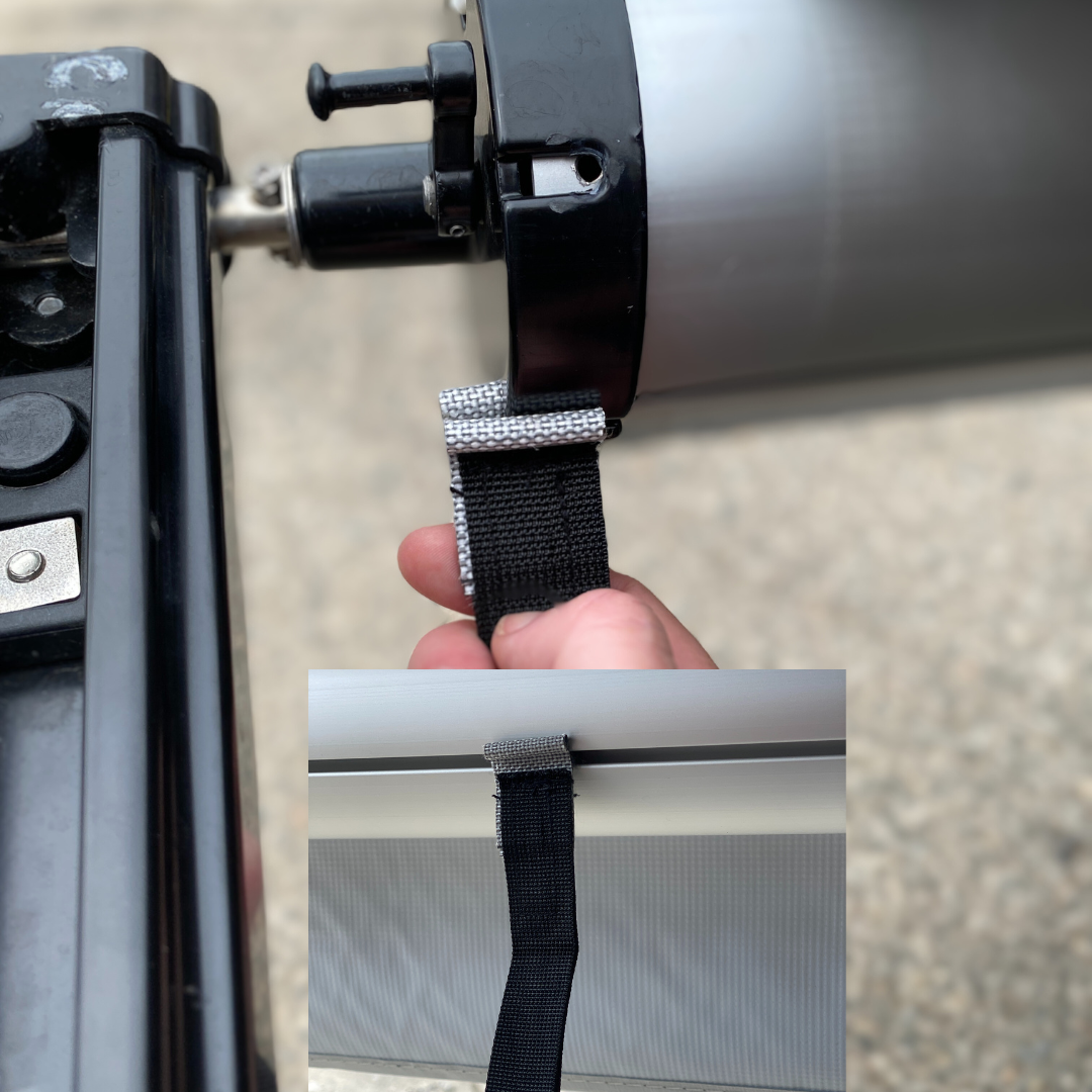 Awning tie down loop set with 6mm and 8mm sail track piping and heavy-duty loop for caravan awning stability