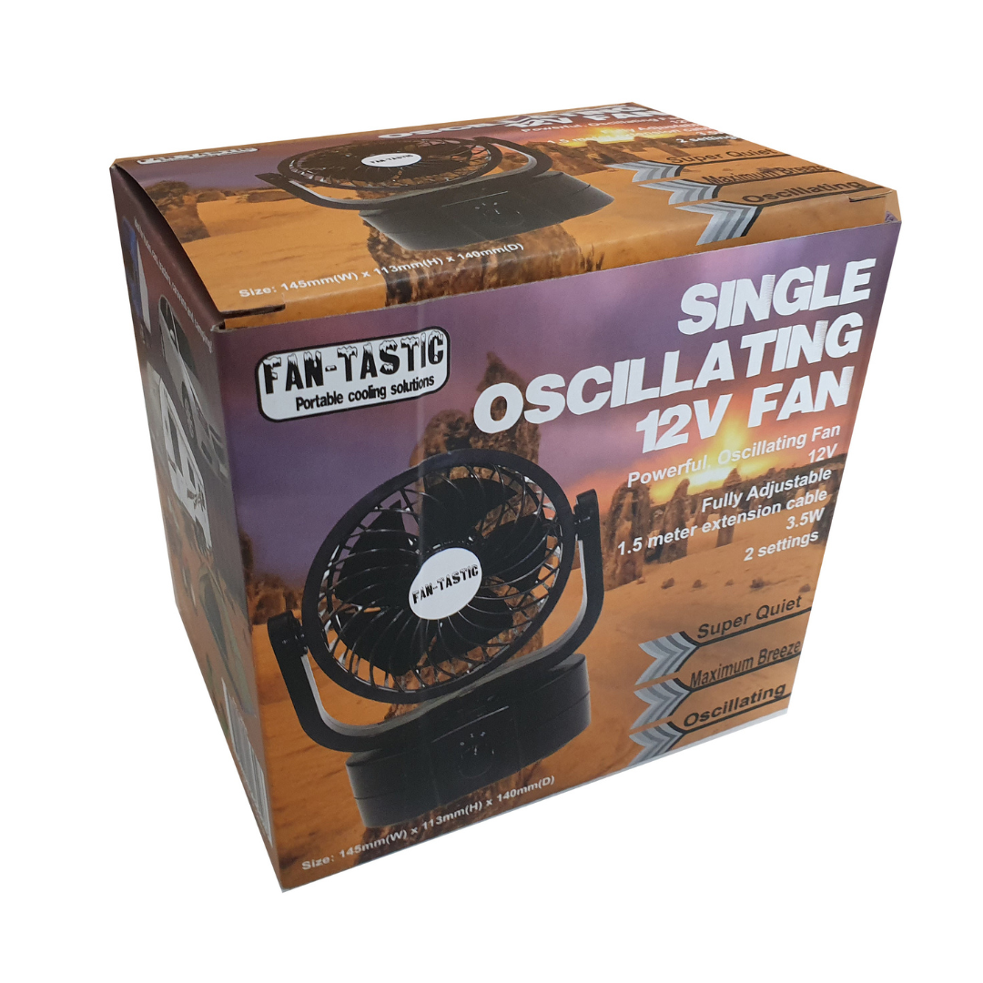 Fantastic Single Oscillating 12V Fan – Compact and Quiet Cooling Fan for Caravans and Camping