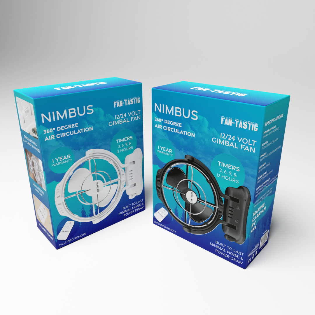 Nimbus 360° Gimbal Mounted Fan with Remote – Caravan and Boat Cooling 12V 24V