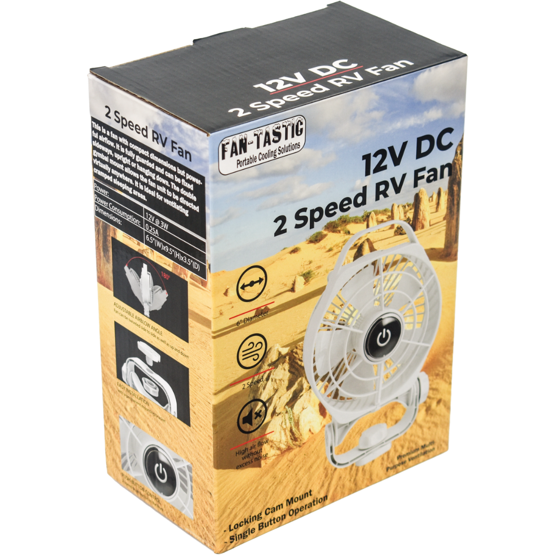 Fan-Tastic 12V 2-Speed Caravan Fan White – Compact Energy-Efficient Cooling for RVs