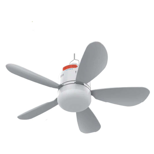 Rechargeable 5-blade LED fan for outdoor use
